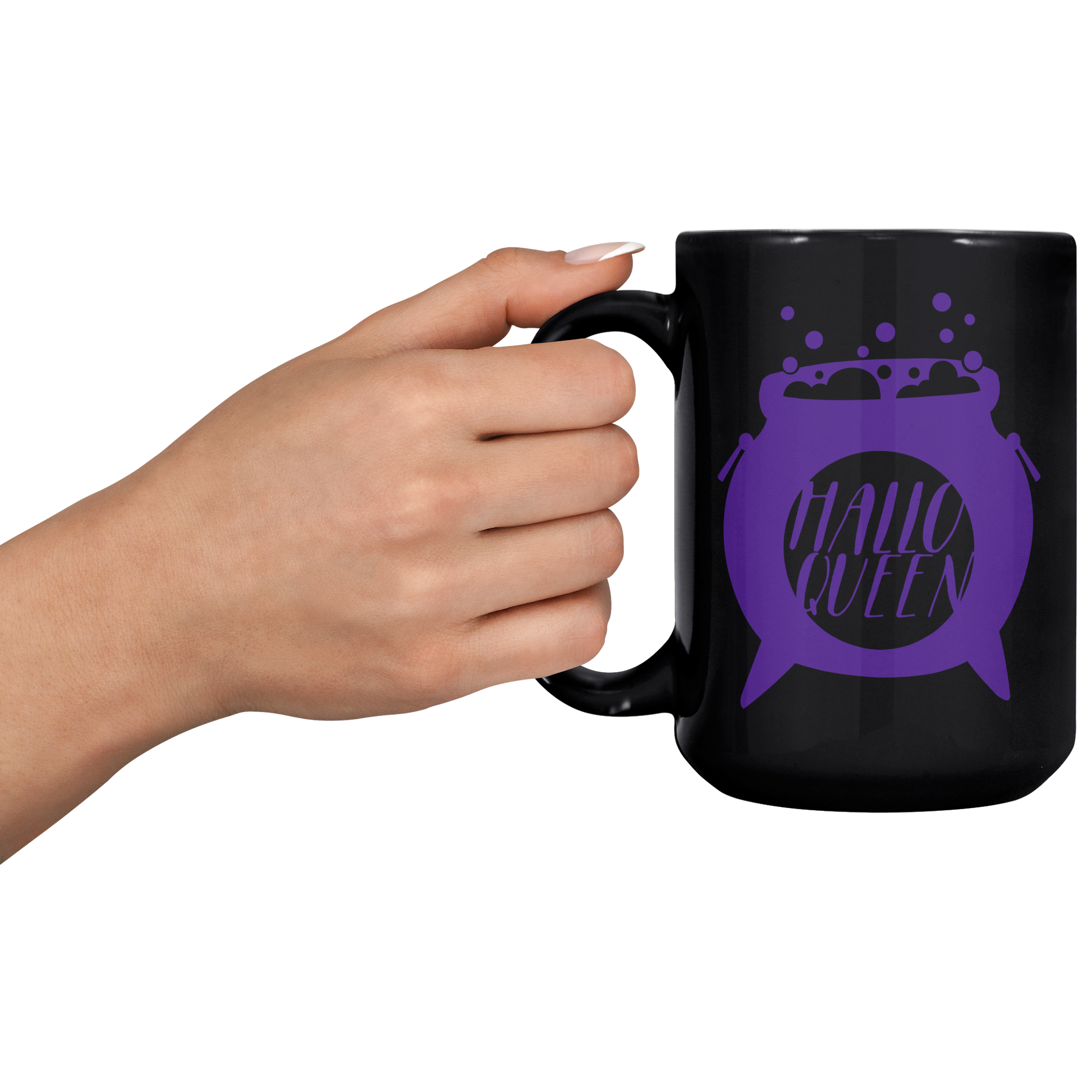 Halloqueen_Halloween_Queen_Cauldron_mug_15oz_Black_LH_Model_Mockup.png
