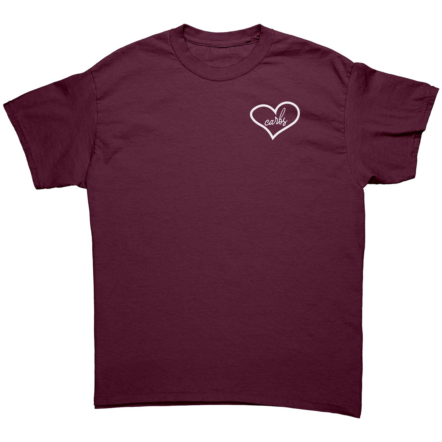 I_Heart_Carbs_Crewneck_Tee_Maroon_Mockup.png