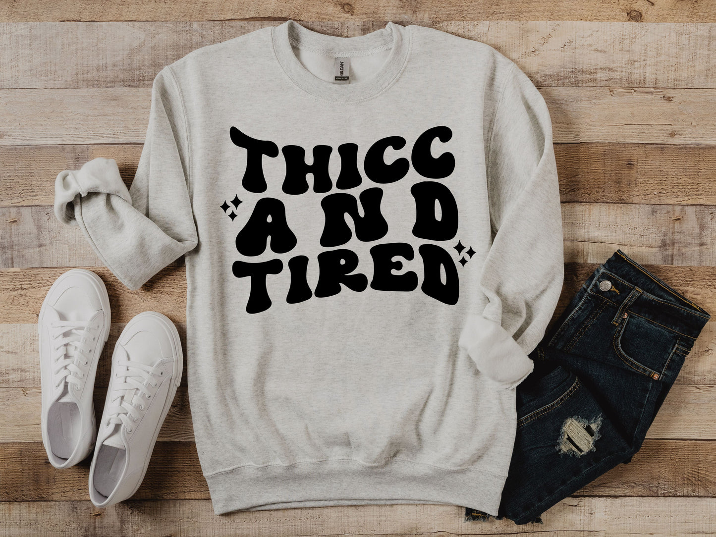 Thicc and Tired Crewneck Sweatshirt